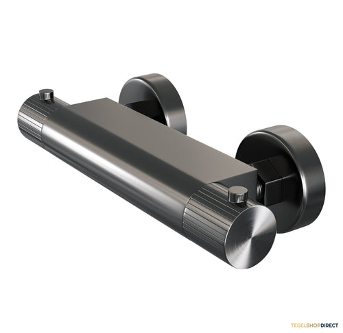 Brauer Stripe opbouw douche thermostaatkraan gunmetal geborsteld PVD