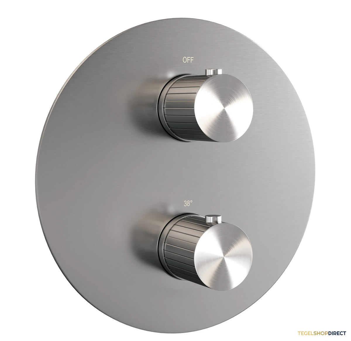 Brauer Stripe thermostatische inbouw regendouche 3-weg rond SET 39 met 25 cm douchekop en plafondarm en staaf handdouche en doucheslang en wandaansluitbocht RVS-kleurig geborsteld PVD – afbeelding 4