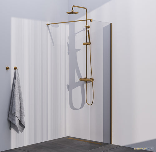 BRAUER Season inloopdouche model C helder glas 70x200 incl. glascoating goud geborsteld