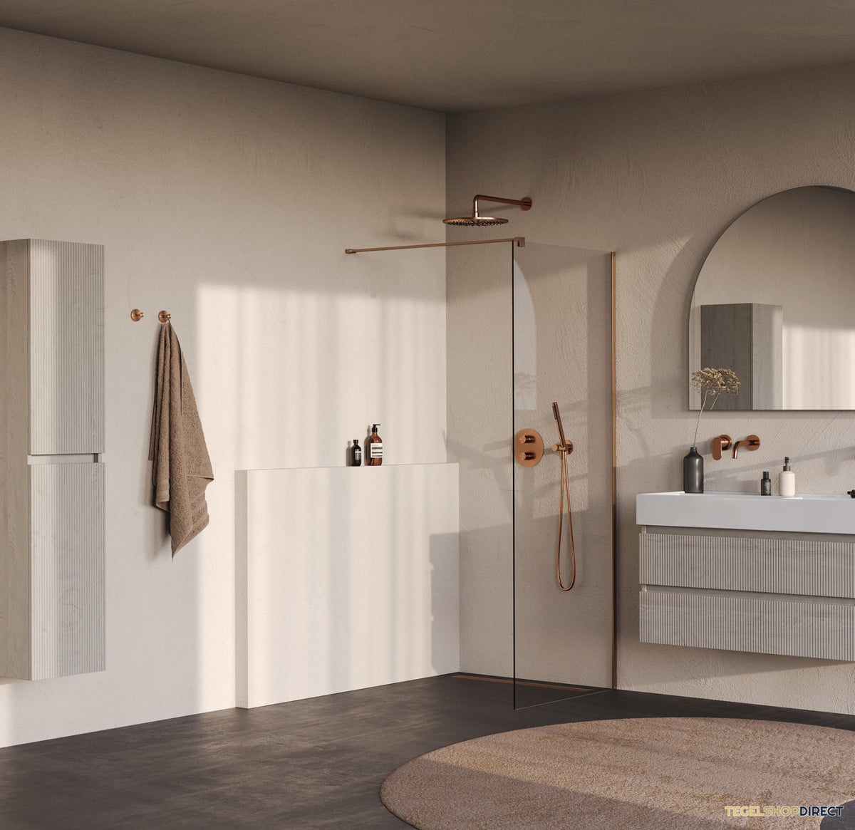 BRAUER Oblivion inloopdouche helder glas 80x200 incl. glascoating PVD koper geborsteld – afbeelding 2