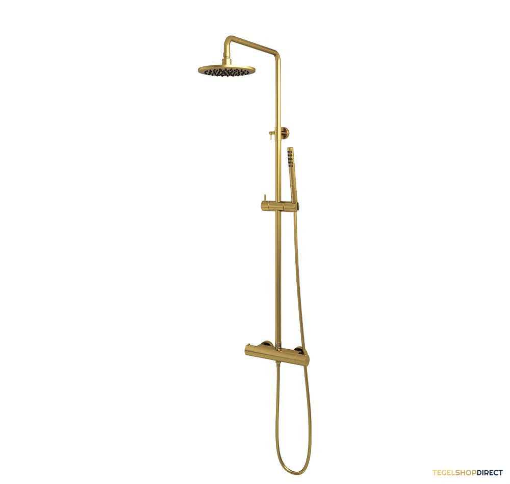 Regendoucheset Opbouw Brauer Gold Edition 20 cm Thermostatisch met Staaf Handdouche Geborsteld Goud – afbeelding 2