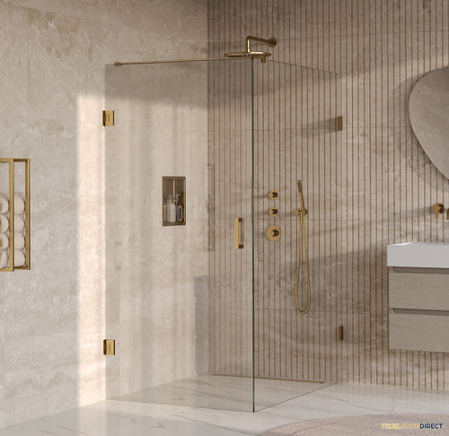 BRAUER Void douchecabine met draaideur helder glas 90x140x200 incl. glascoating PVD goud geborsteld