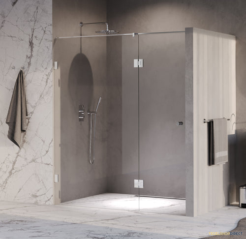 BRAUER Void Carving nisdeur 2-delig helder glas 180x200 omkeerbaar met draaideur 70 aan glas incl. glascoating chroom