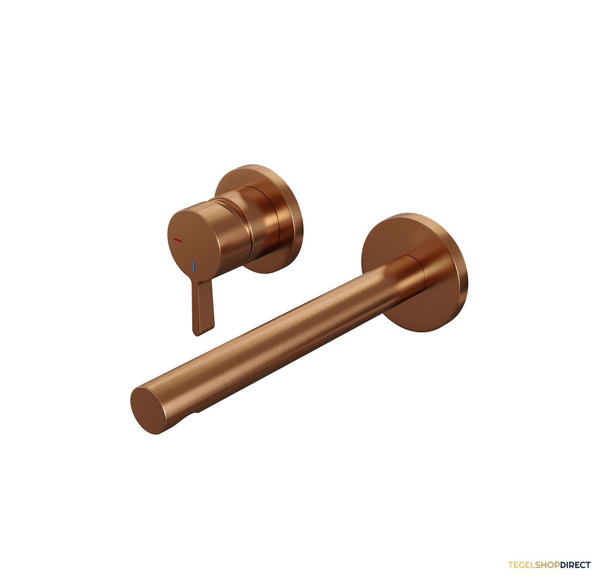Inbouw Wastafelmengkraan Brauer Copper Edition Coldstart Rechte Uitloop Halfronde Hendel Links Geborsteld Koper PVD Met Rozetten
