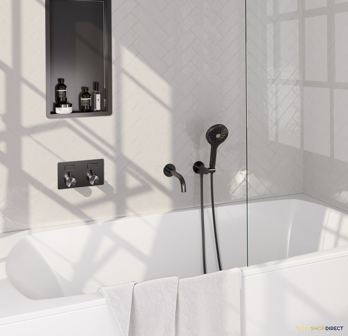 Inbouwthermostaat set Brauer Gunmetal Edition Met Drukknoppen Incl Baduitloop Gunmetal (Keuze Handdouche) – afbeelding 2