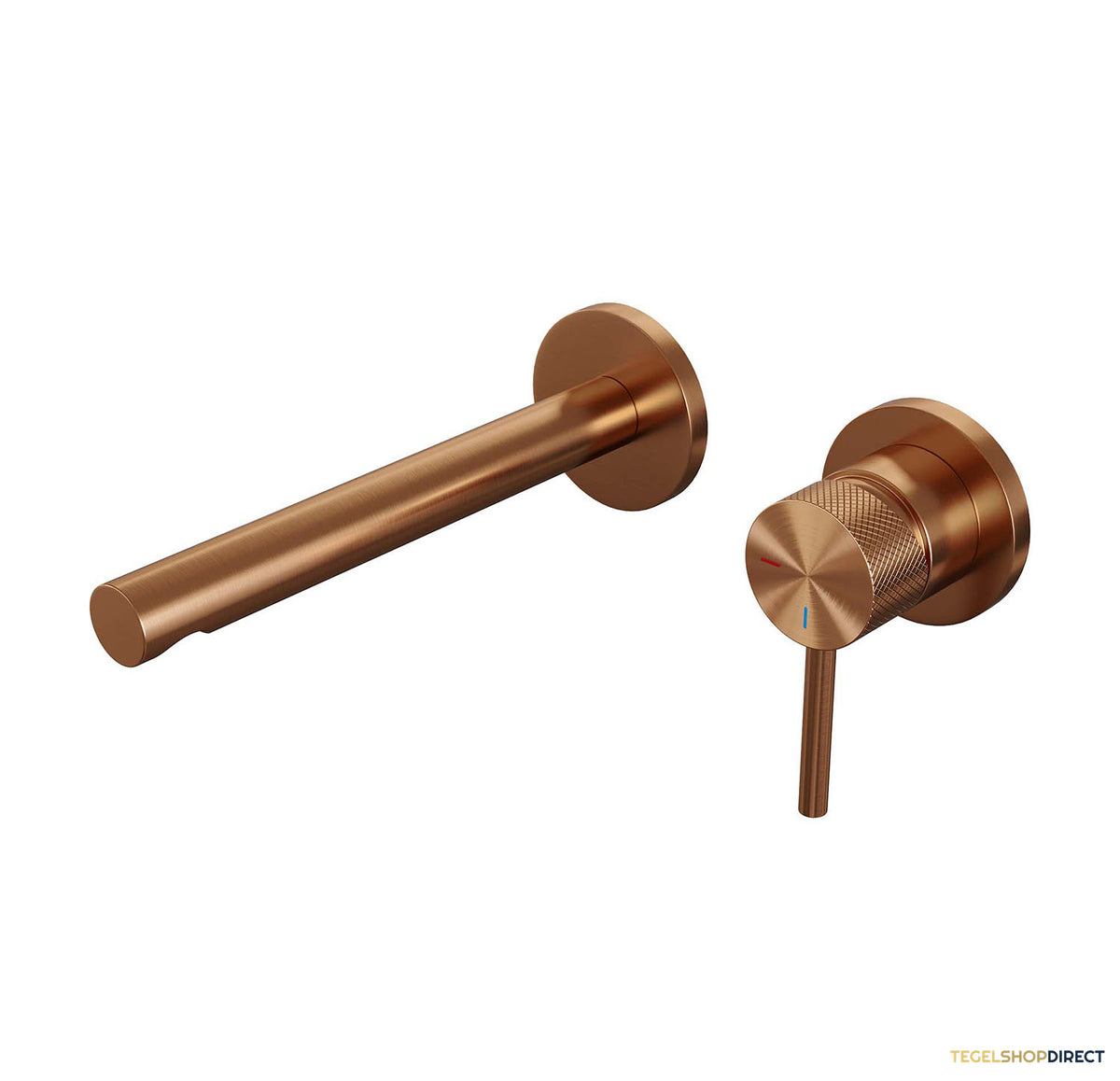 Inbouw Wastafelmengkraan Brauer Copper Carving Coldstart Rechte Uitloop Ronde Hendel Rechts Geborsteld Koper PVD Met Rozetten