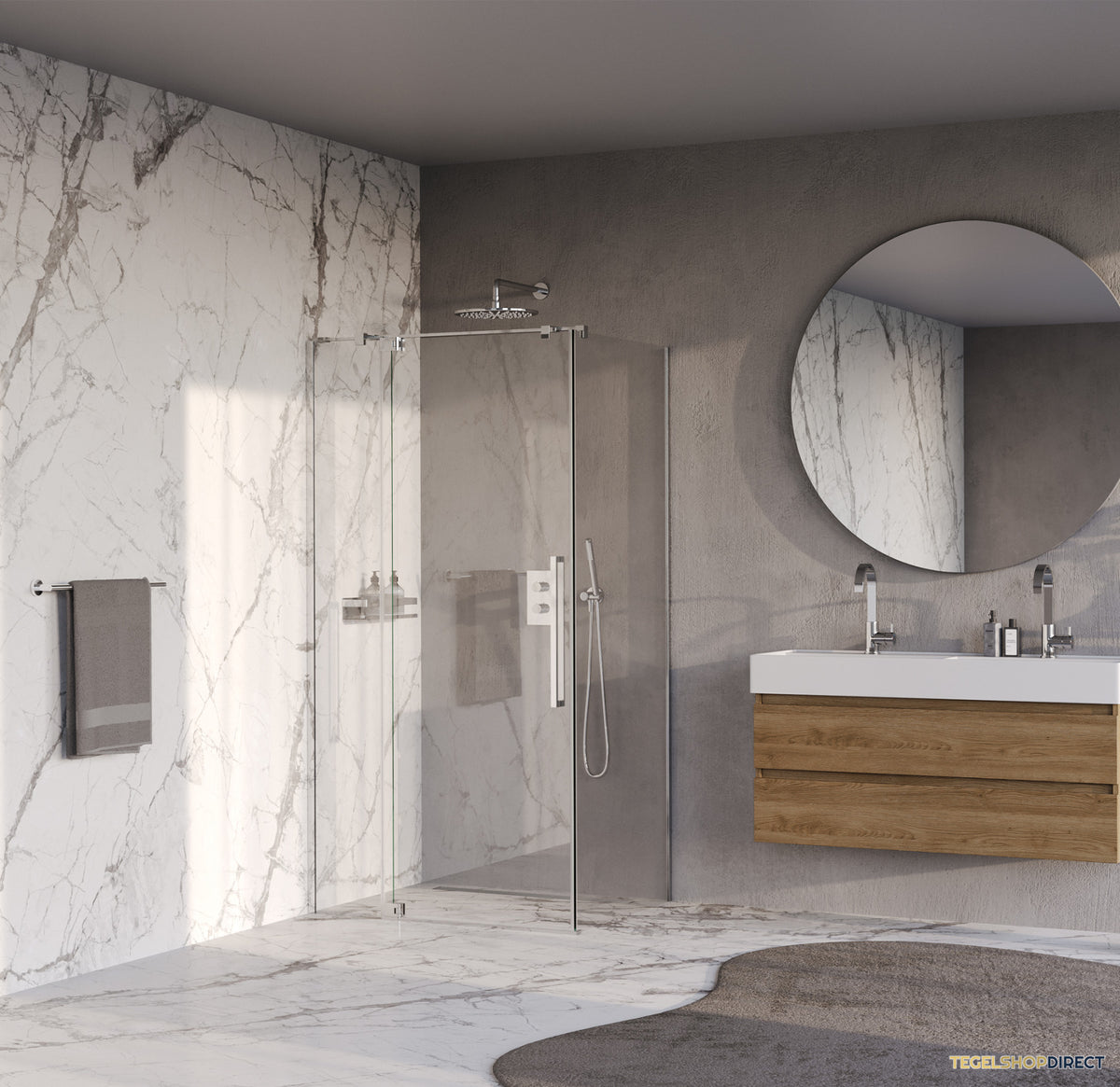 BRAUER Stellar douchecabine met draaideur helder glas 100x100x200 omkeerbaar incl. glascoating chroom – afbeelding 2