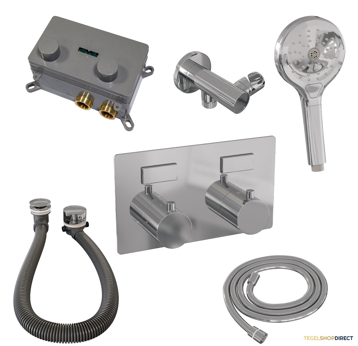 Inbouwthermostaat set Brauer Chrome Edition Met Drukknoppen Incl Baduitloop en Afvoer Chroom (Keuze Handdouche) – afbeelding 4