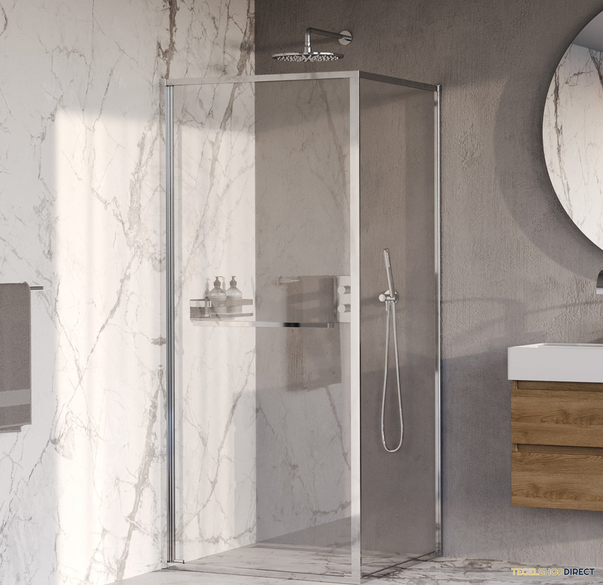 BRAUER Luminis Douchecabine 2-Delig Naar Binnen Draaiend 90x90x200 Omkeerbaar Helder Glas Incl. Glascoating Chroom