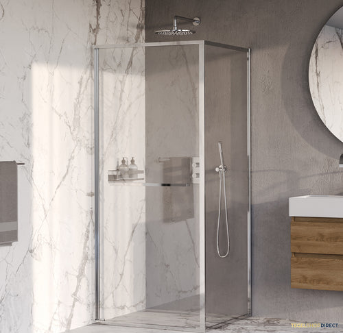 BRAUER Luminis Douchecabine 2-Delig Naar Binnen Draaiend 90x90x200 Omkeerbaar Helder Glas Incl. Glascoating Chroom