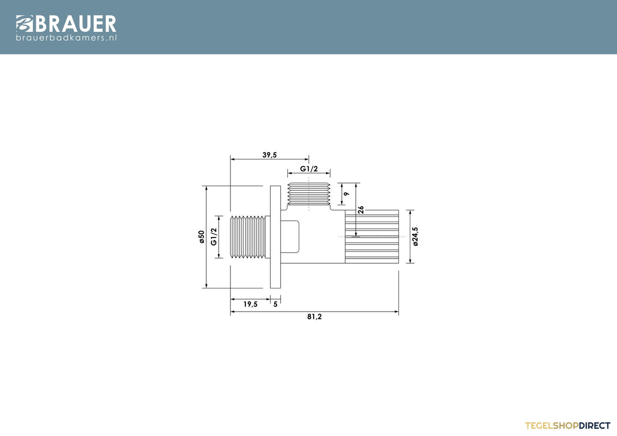 Brauer Stripe hoekstopkraan chroom – afbeelding 3