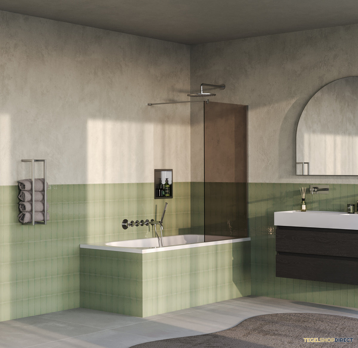 BRAUER Oblivion Badwand 80x140 Brons Glas Incl. Glascoating PVD RVS-Kleurig Geborsteld – afbeelding 2
