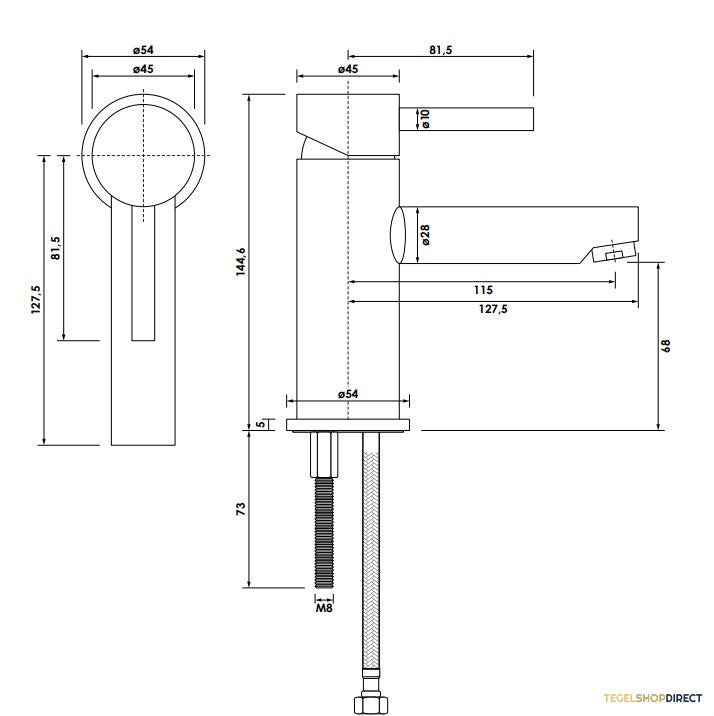 Wastafelmengkraan Brauer Brushed Edition Coldstart Opbouw Laag Ronde Hendel Geborsteld RVS PVD – afbeelding 4