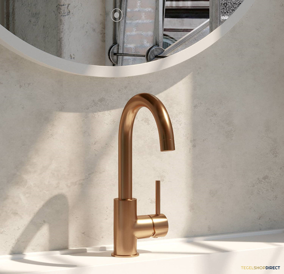 Wastafelmengkraan Brauer Copper Edition Coldstart Opbouw Hoog Gebogen Ronde Hendel Geborsteld Koper PVD – afbeelding 2