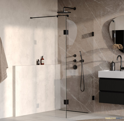 BRAUER Void inloopdouche helder glas 100x200 met 40 zijwand incl. glascoating mat zwart