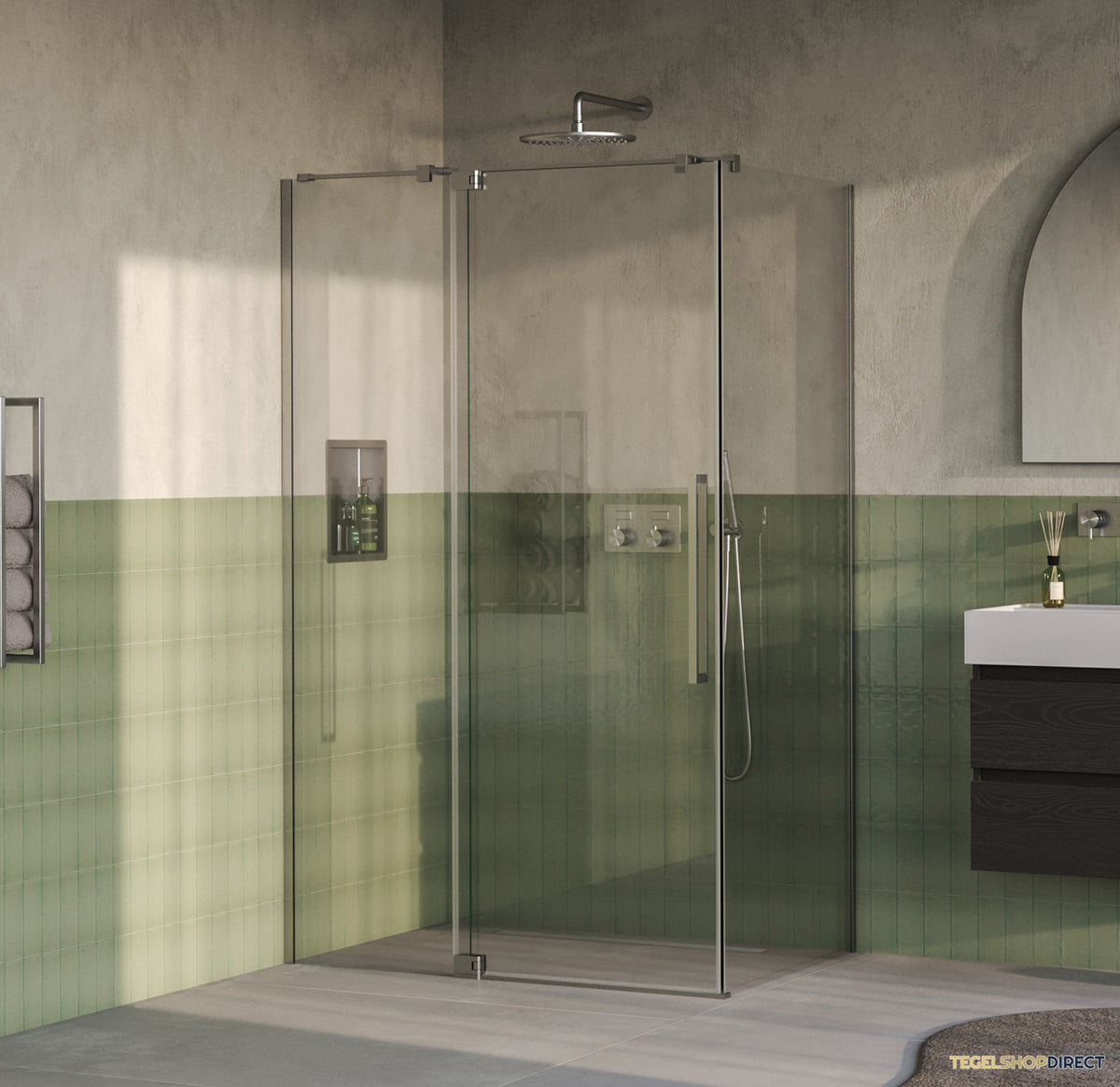 BRAUER Stellar douchecabine met draaideur helder glas 120x90x200 omkeerbaar incl. glascoating PVD RVS-kleurig geborsteld