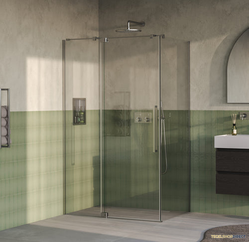 BRAUER Stellar douchecabine met draaideur helder glas 120x90x200 omkeerbaar incl. glascoating PVD RVS-kleurig geborsteld