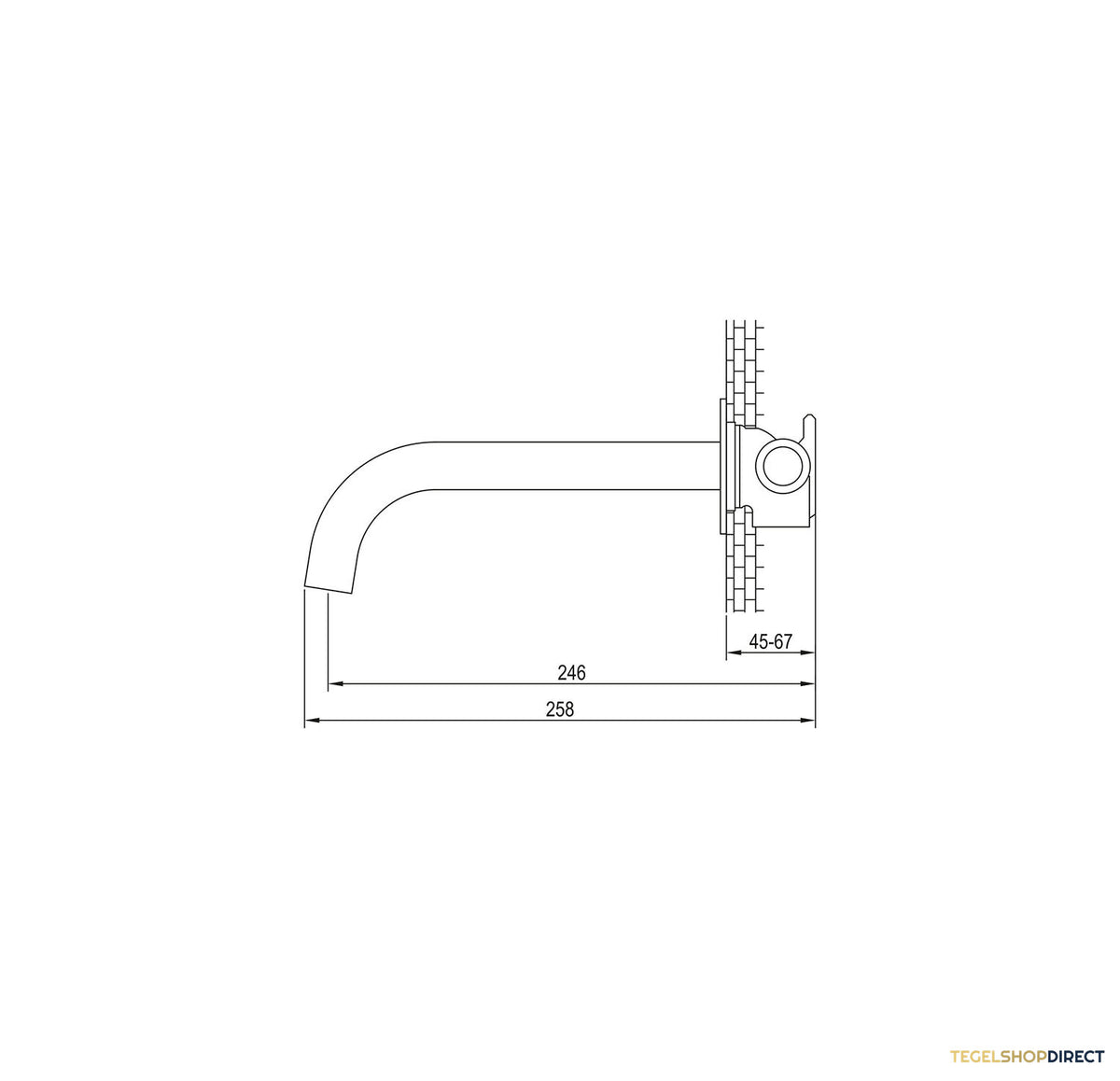 Uitloop Brauer Gebogen Incl Rozet 65mm PVD-Coating Geborsteld Gold – afbeelding 2