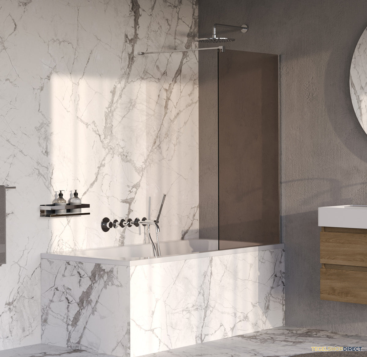 BRAUER Oblivion Badwand 80x140 Brons Glas Incl. Glascoating Chroom