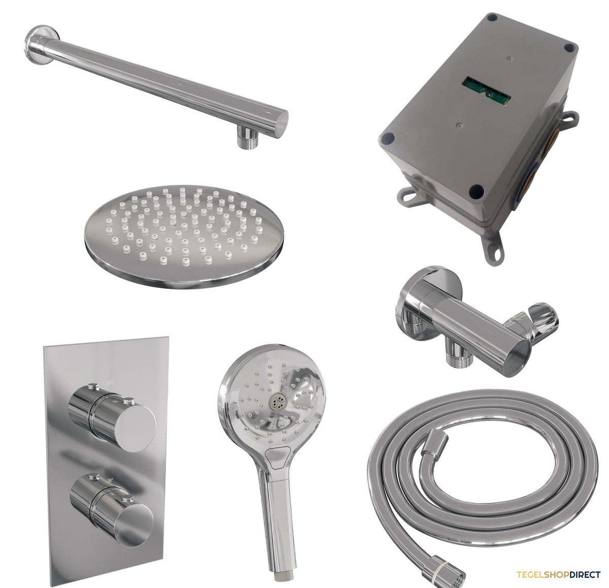 Inbouw Regendouche Set Brauer Chrome Edition Wanduitloop Ronde Hoofddouche 20 cm Met Handdouche 3 Standen – afbeelding 4