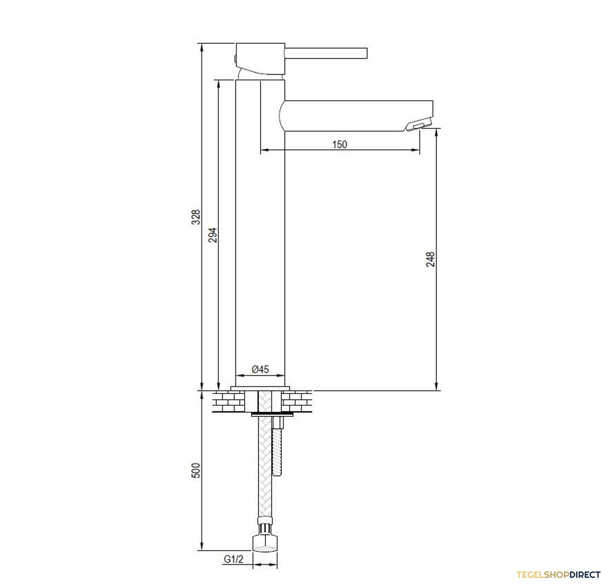 Wastafelmengkraan Brauer Black Edition Coldstart Opbouw Hoog Ronde Hendel Mat Zwart – afbeelding 3