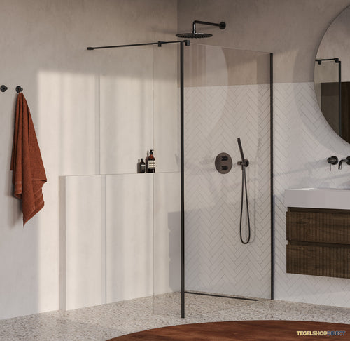 BRAUER Oblivion inloopdouche helder glas 110x200 met zijwand 40 incl. glascoating PVD gunmetal geborsteld