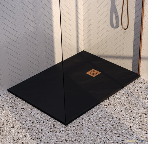 BRAUER Douchebak Asteroid 90x120 incl. antislip en antibacterieel mineraalmarmer mat zwart