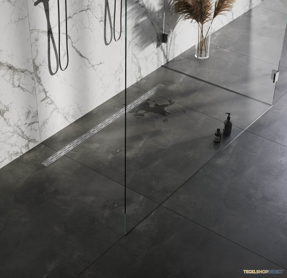 Douchegoot Brauer StanDrain 140x7 cm RVS Vloerflens Inclusief Kunststof Sifon Verstelbare Poten – afbeelding 2