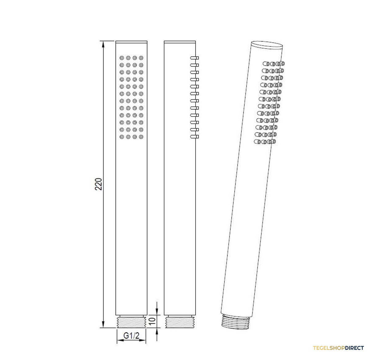 Staafhanddouche Brauer Black 22 cm Mat Zwart – afbeelding 2