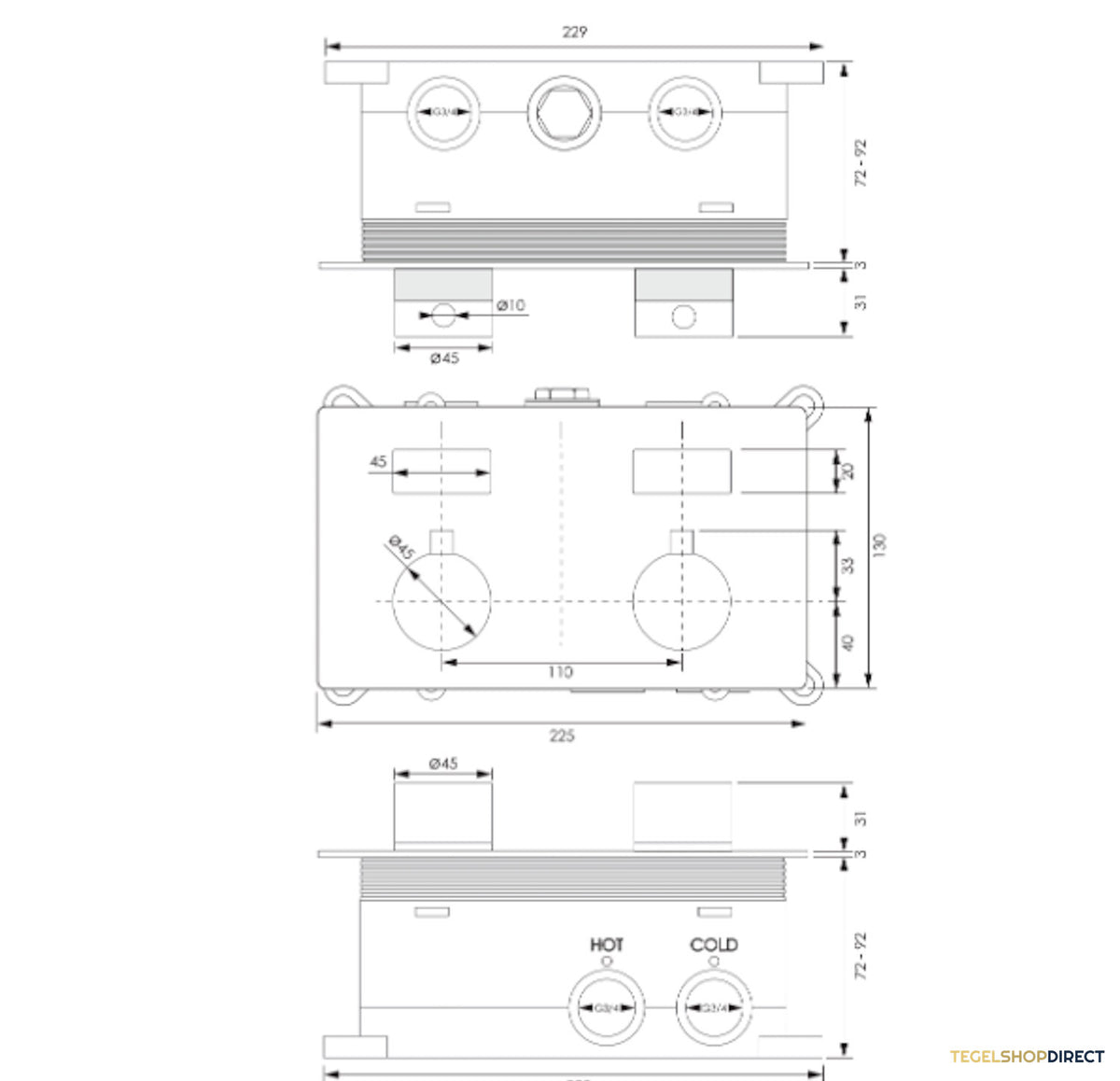 Thermostatische Inbouwdoucheset Brauer Gunmetal Edition Recht Met Drukknoppen (Alle Opties) – afbeelding 10