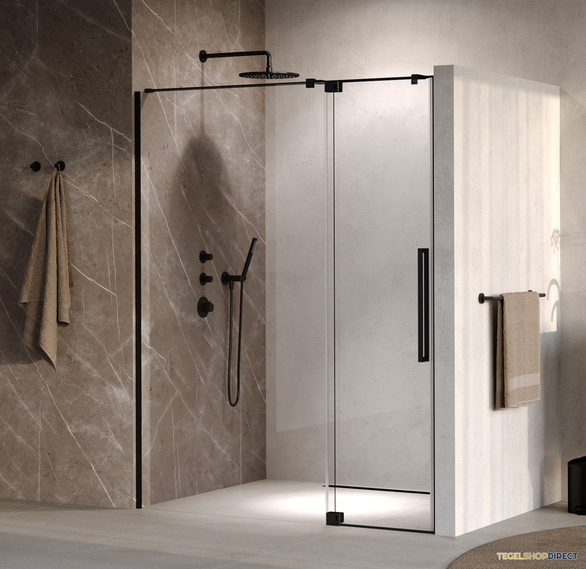 BRAUER Stellar nisdeur 2-delig draaiend helder glas 140x200 omkeerbaar incl. glascoating mat zwart