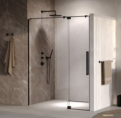 BRAUER Stellar nisdeur 2-delig draaiend helder glas 140x200 omkeerbaar incl. glascoating mat zwart
