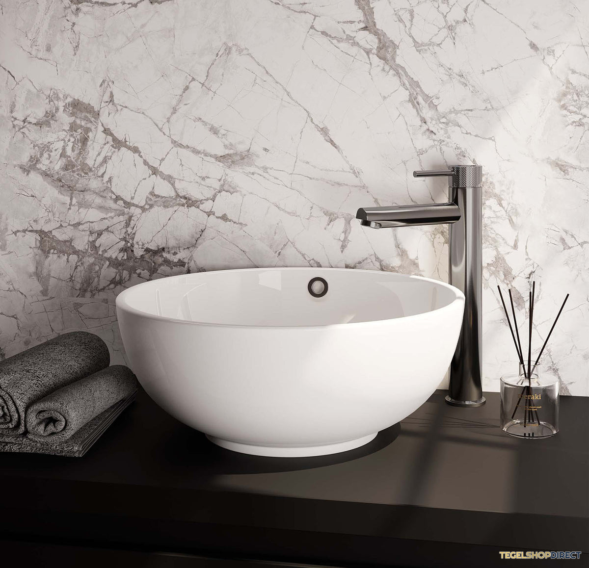 Wastafelmengkraan Brauer Chrome Carving Coldstart Opbouw Hoog Ronde Hendel Chroom – afbeelding 3