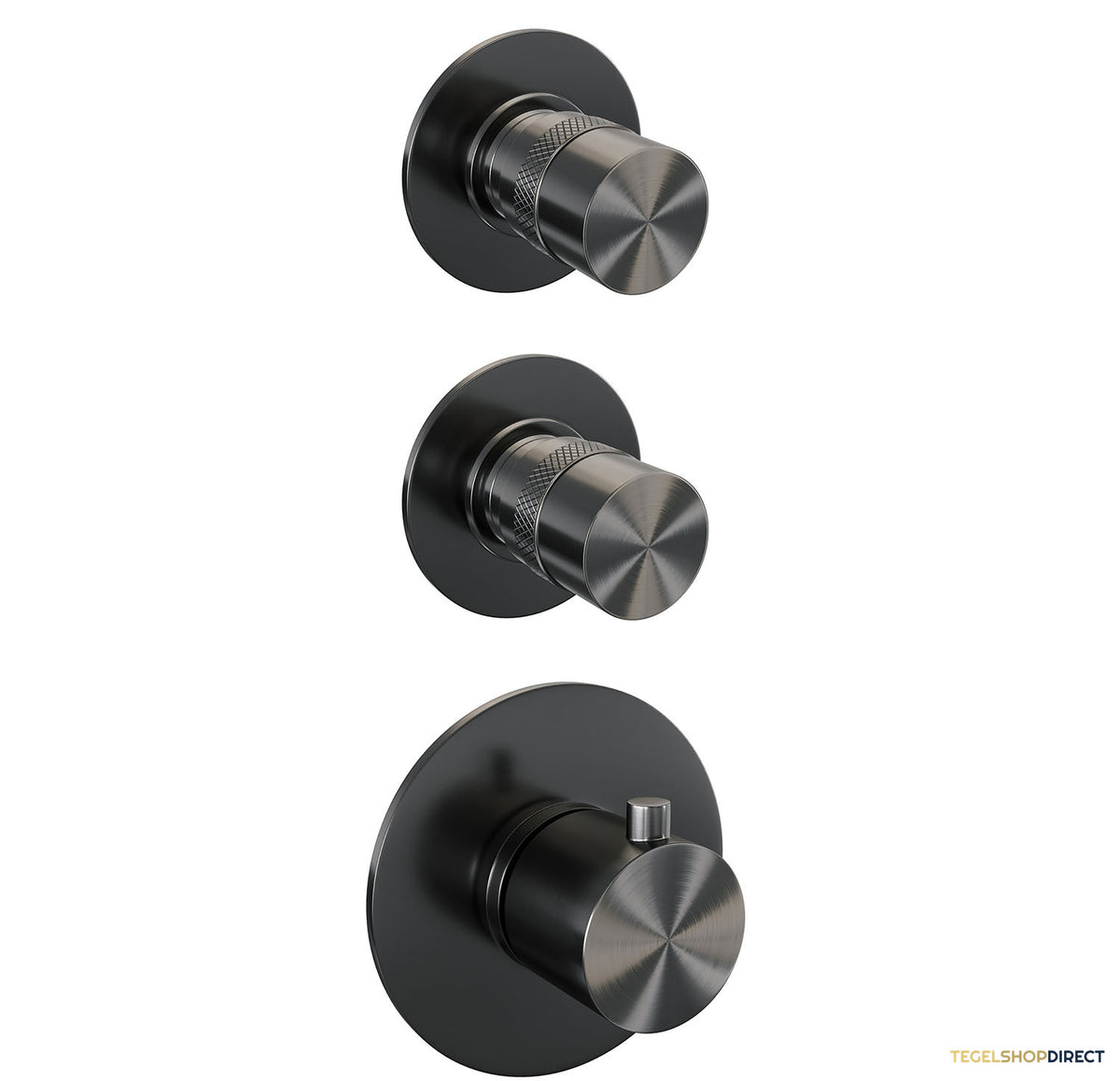 Regendoucheset Inbouw Brauer Gunmetal Edition Thermostatisch 20cm met Wandarm en Handdouche 3-Standen Losse Stopkranen Geborsteld Gunmetal – afbeelding 4