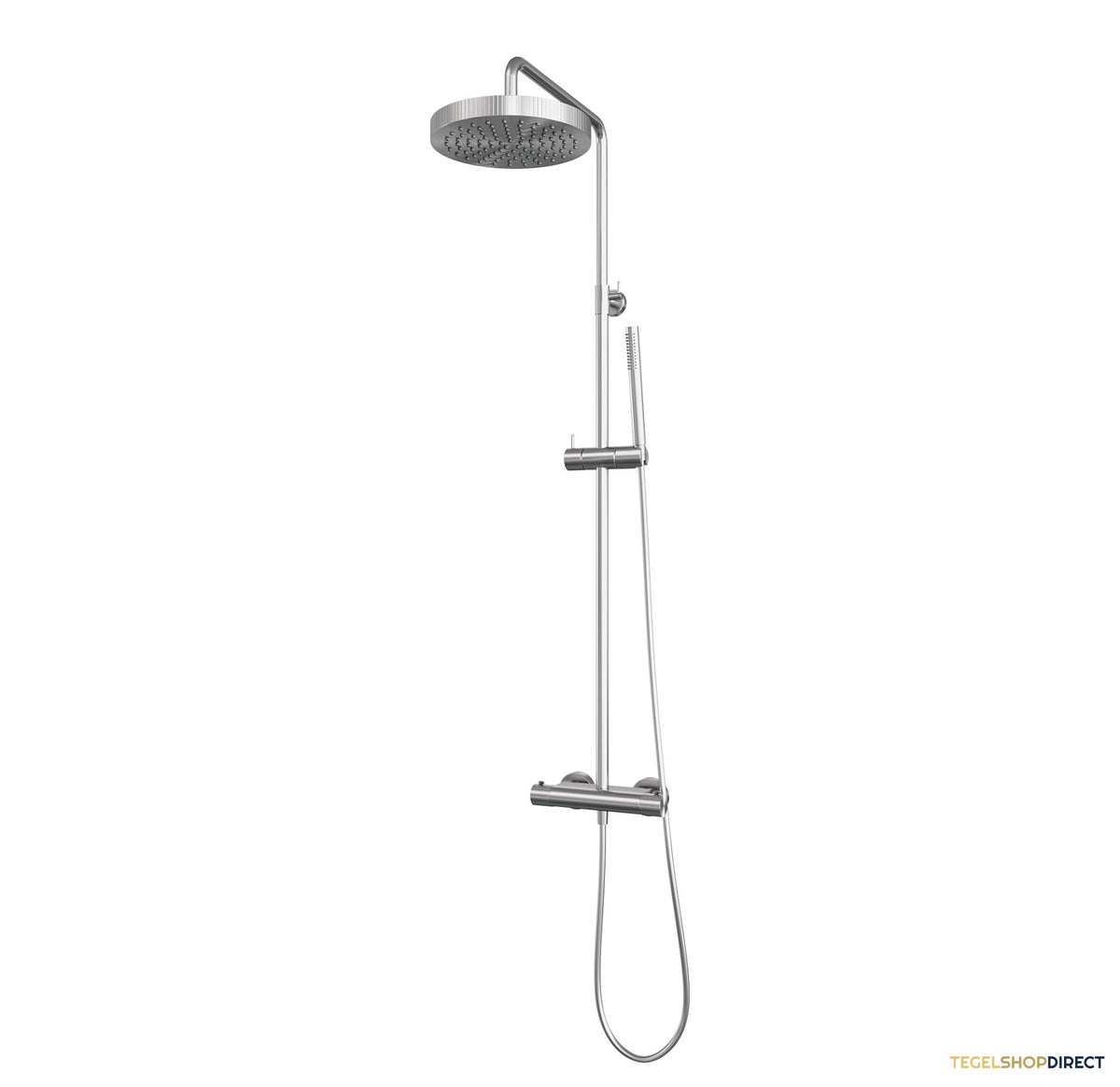 Brauer Stripe opbouw thermostatische regendouche SET 01 met 25 cm hoofddouche en staaf handdouche en doucheslang RVS-kleurig geborsteld PVD – afbeelding 3