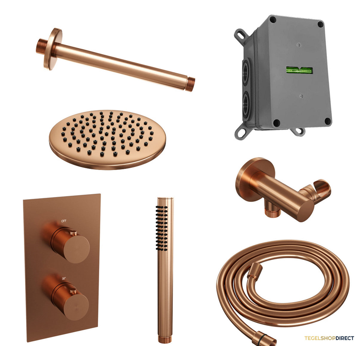 Inbouw Regendouche Set Brauer Copper Edition Plafond Uitloop Ronde Hoofddouche 20 cm Koper – afbeelding 2