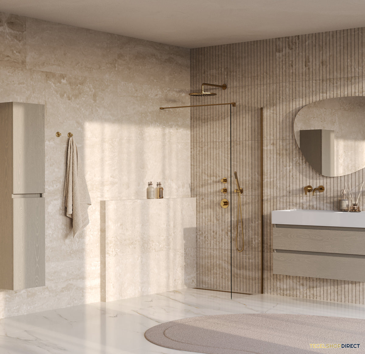 BRAUER Oblivion inloopdouche helder glas 50x200 incl. glascoating PVD goud geborsteld – afbeelding 2