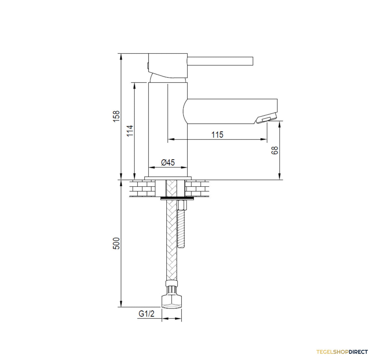 Wastafelmengkraan Brauer Brushed Edition Coldstart Opbouw Laag Halfronde Hendel Geborsteld RVS PVD – afbeelding 3