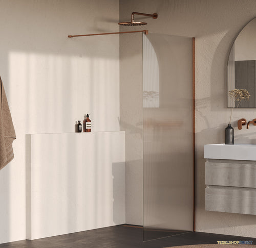 BRAUER Oblivion Flow inloopdouche helder ribbelglas 90x200 incl. glascoating Geborsteld Koper PVD