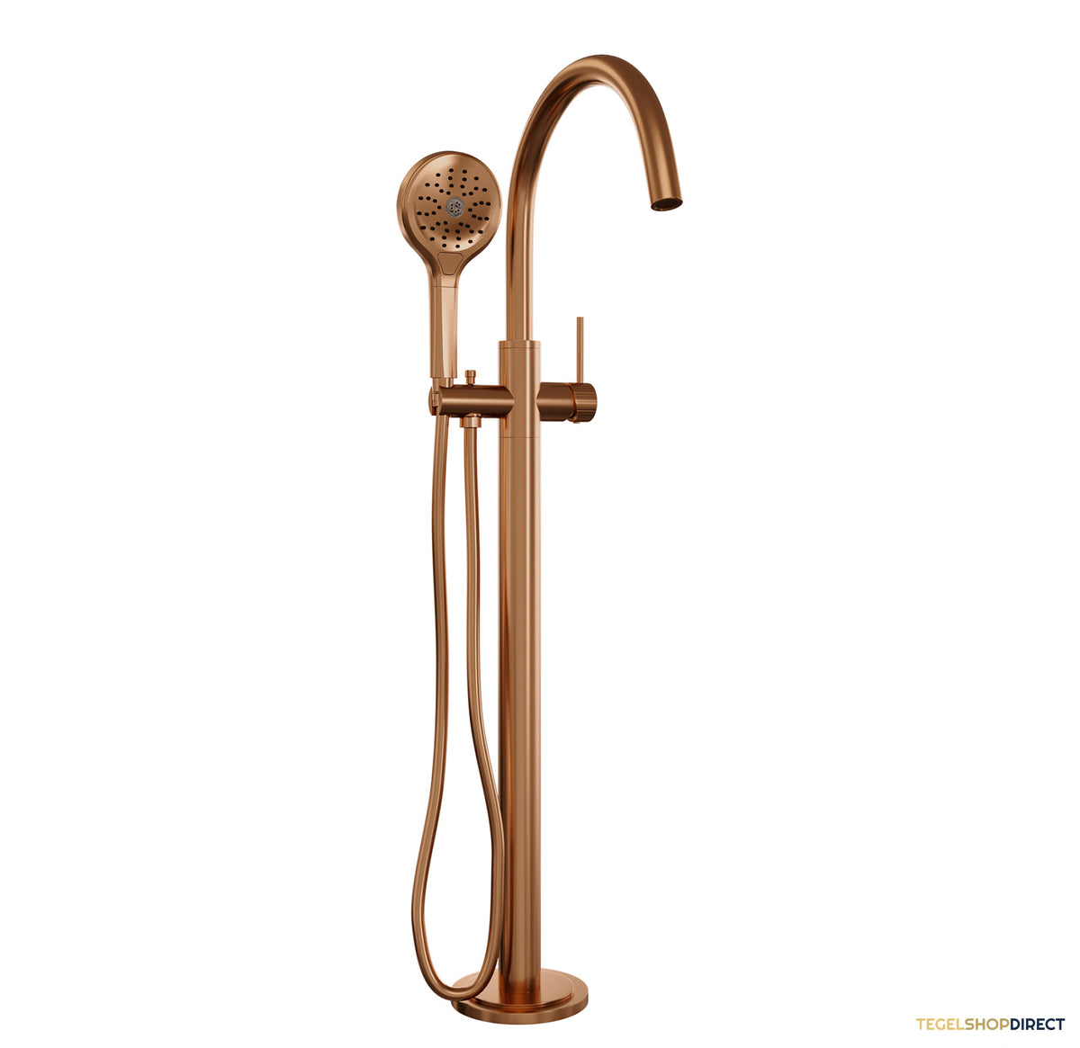 Brauer Stripe vrijstaande badmengkraan SET 02 met 3-standen handdouche en doucheslang koper geborsteld PVD – afbeelding 2
