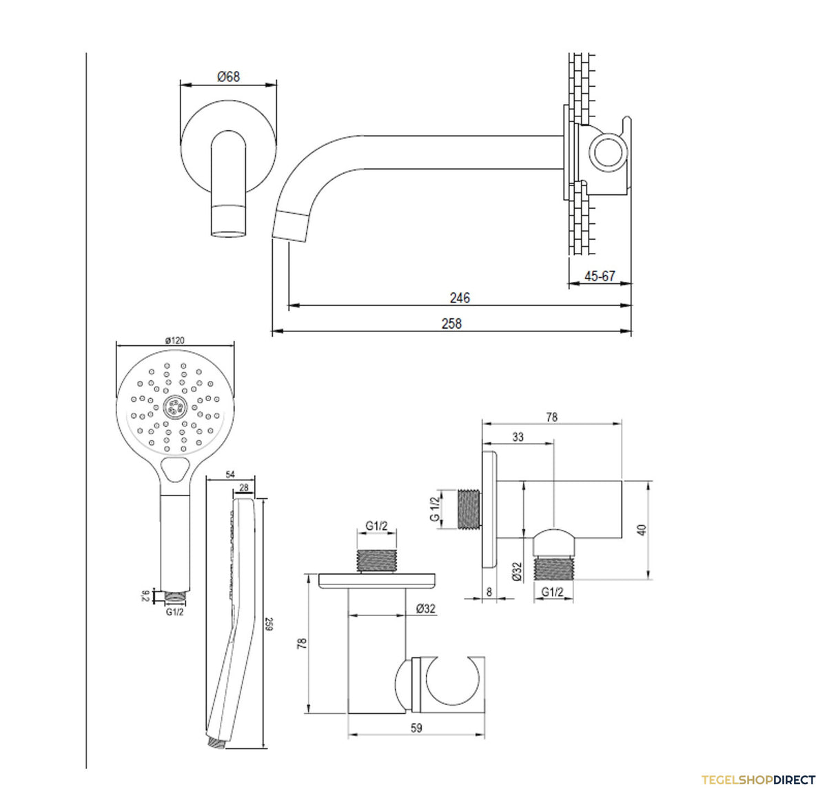 Inbouwthermostaat set Brauer Carving Met Rozetten Incl Baduitloop Chroom (Keuze Handdouche) – afbeelding 8