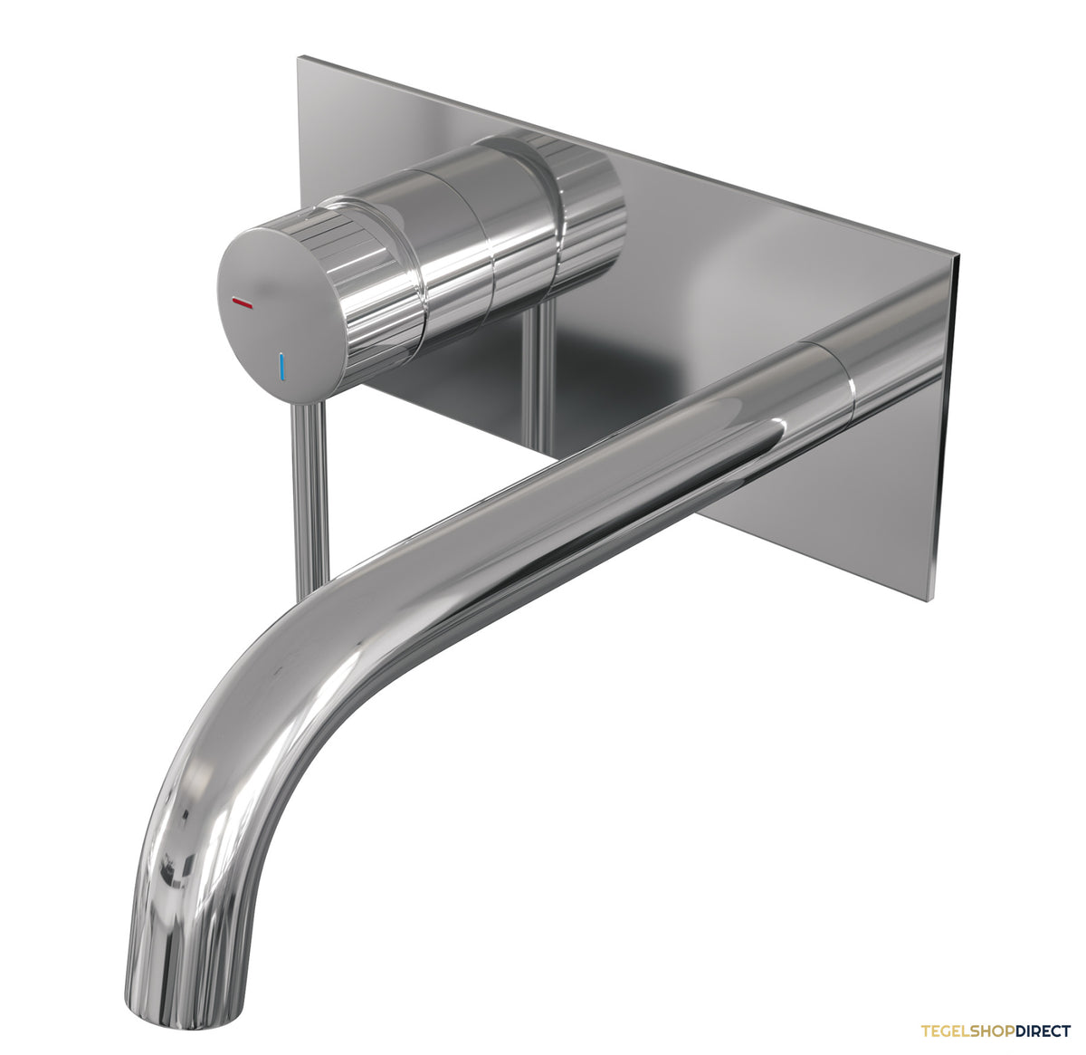 Brauer Stripe inbouw wastafelmengkraan met gebogen uitloop en afdekplaat model A2 chroom