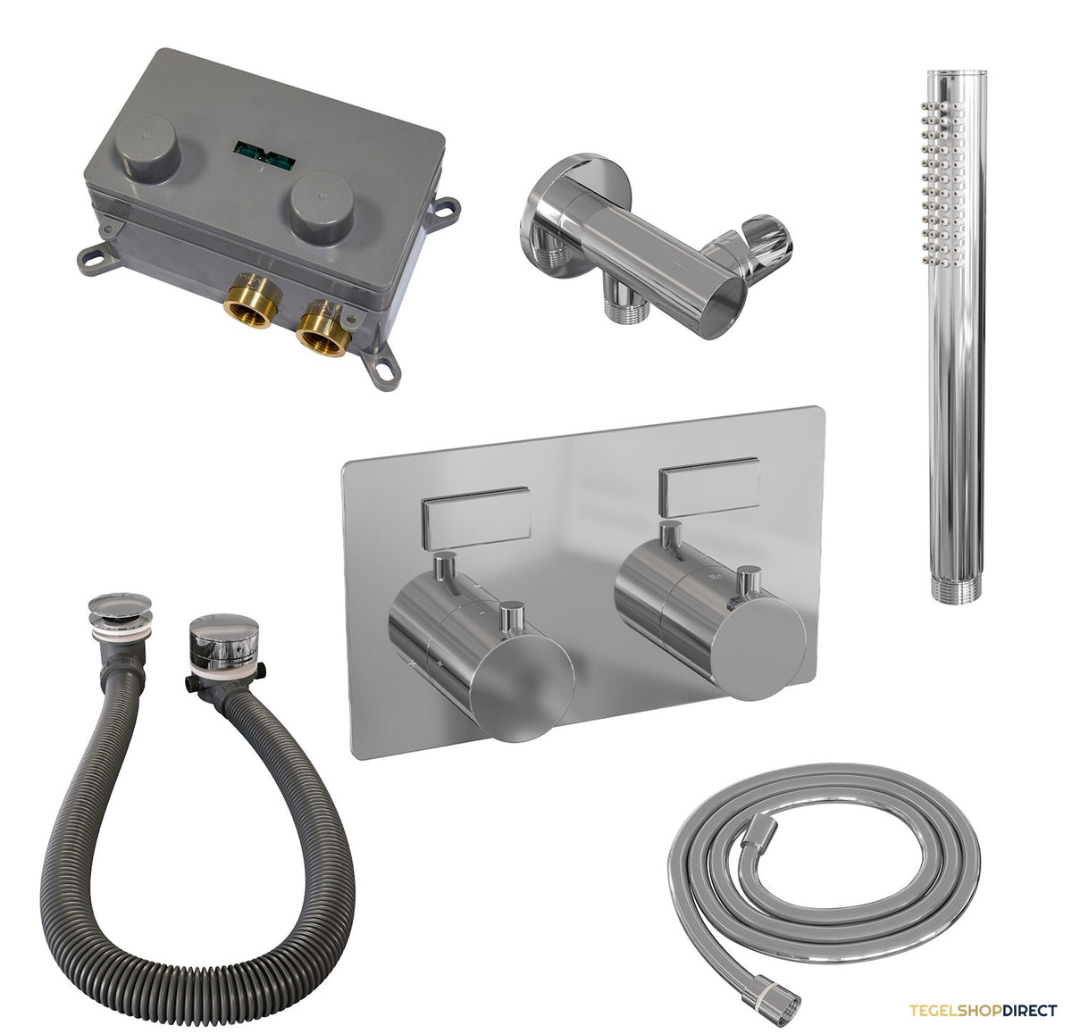 Inbouwthermostaat set Brauer Chrome Edition Met Drukknoppen Incl Baduitloop en Afvoer Chroom (Keuze Handdouche) – afbeelding 3