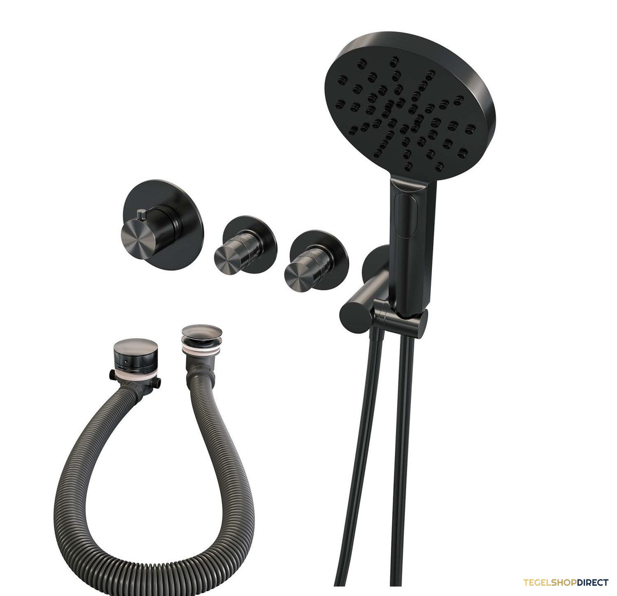 Inbouwthermostaatset Brauer Gunmetal Edition Incl 3 Standen Handdouche En Badafvoer Gunmetal – afbeelding 2