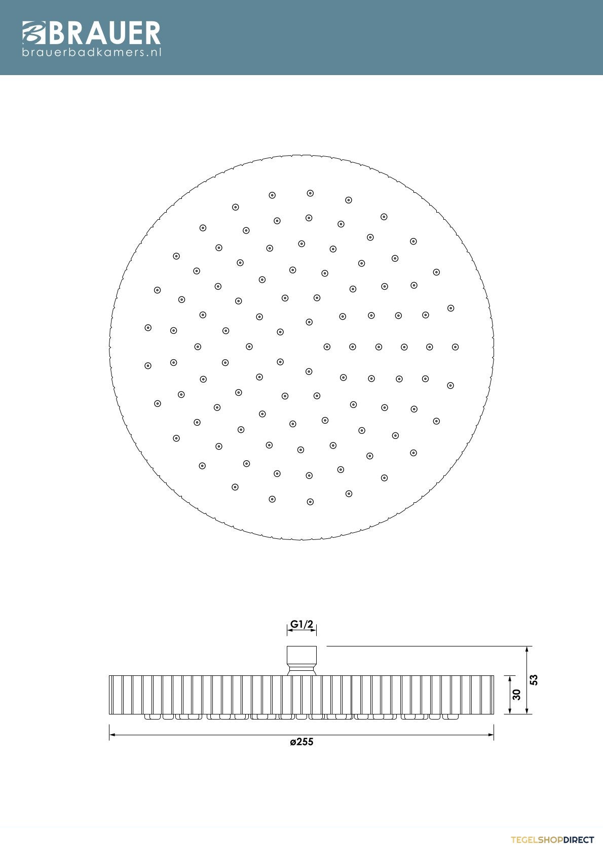 Brauer Stripe regendouchekop Diameter 25 cm mat zwart – afbeelding 2