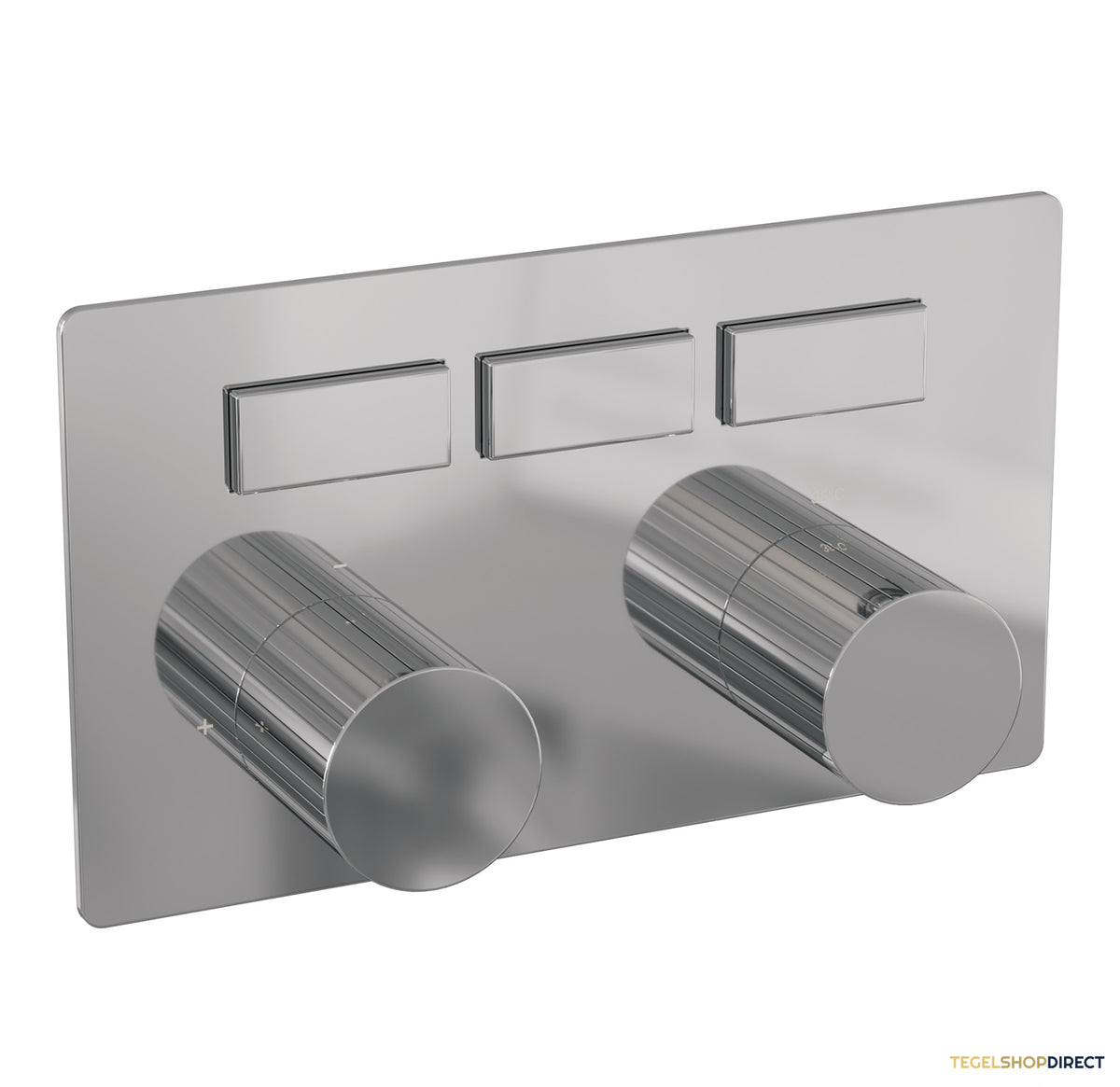 Brauer Stripe 3-weg inbouwthermostaat met drukknoppen met in- en afbouwdelen chroom