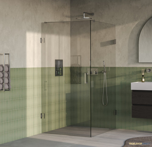 BRAUER Void douchecabine met draaideur helder glas 100x120x200 incl. glascoating PVD RVS-kleurig geborsteld