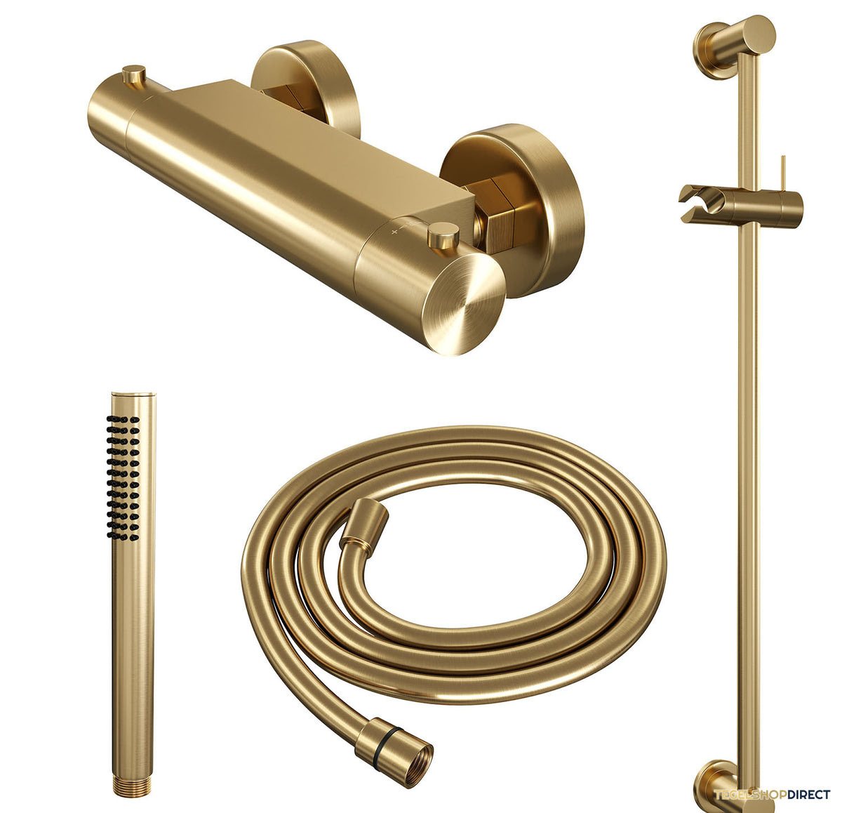 Douchekraanset Brauer Gold Edition Opbouw Met Glijstang En Staafhanddouche Geborsteld Goud – afbeelding 3