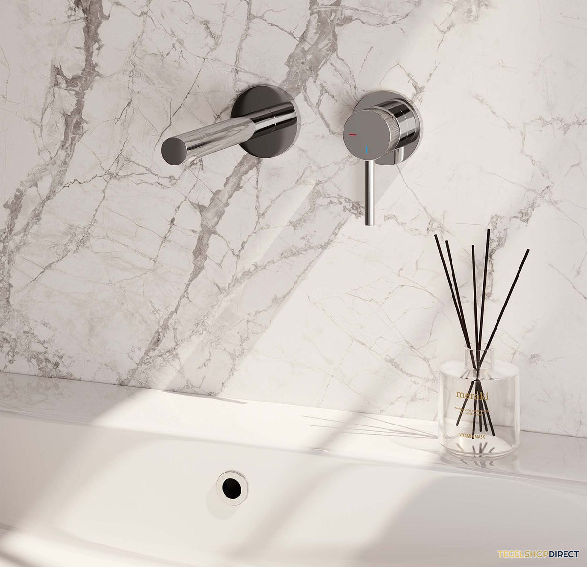 Inbouw Wastafelmengkraan Brauer Chrome Carving Coldstart Rechte Uitloop Ronde Hendel Rechts Chroom Met Rozetten – afbeelding 2