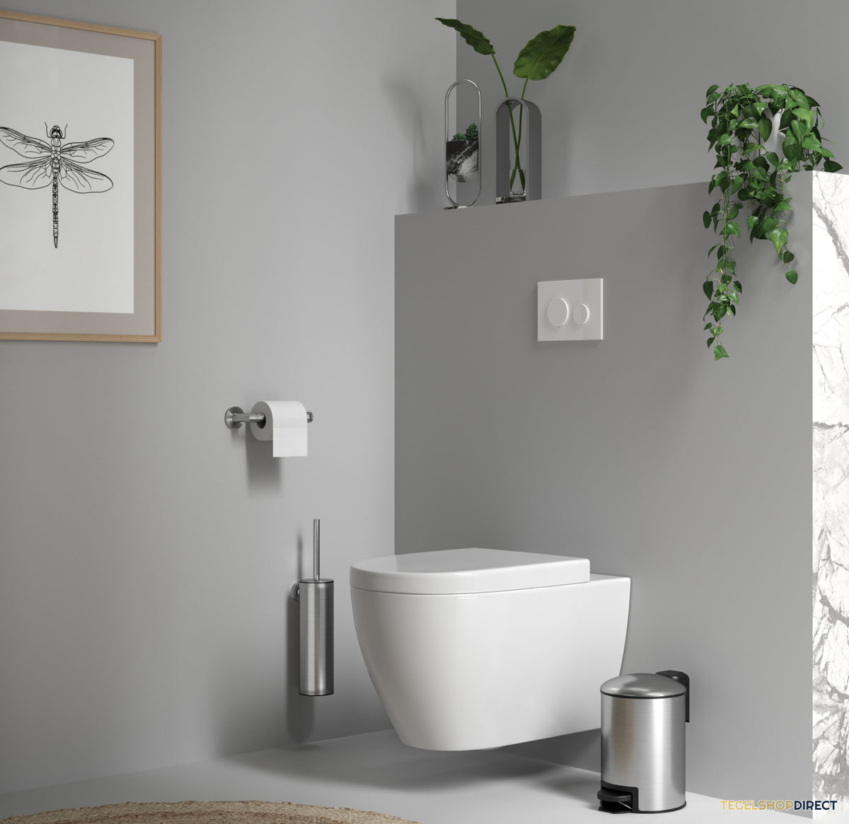 Toiletborstelset Brauer Brushed Wandmontage met PVD coating Geborsteld RVS – afbeelding 3